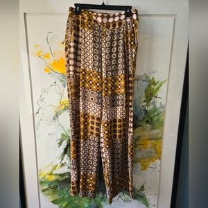 Drew Silky Wide Leg Patchwork Patterned Pants